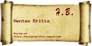 Hentes Britta névjegykártya
